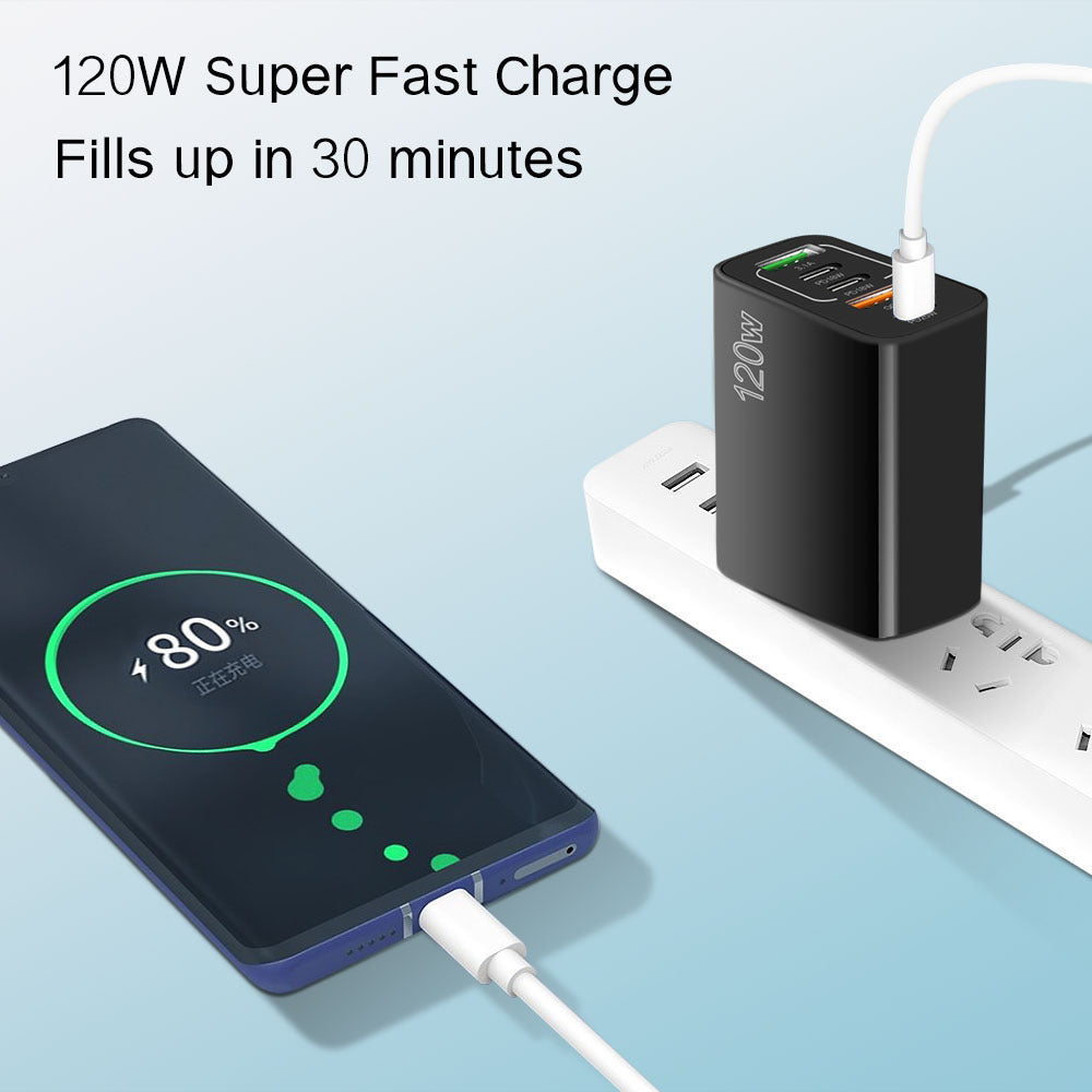 120W mobile phone fast charging charger Type-C European and American British standard PD + USB multi-port adapter tablet charging suit