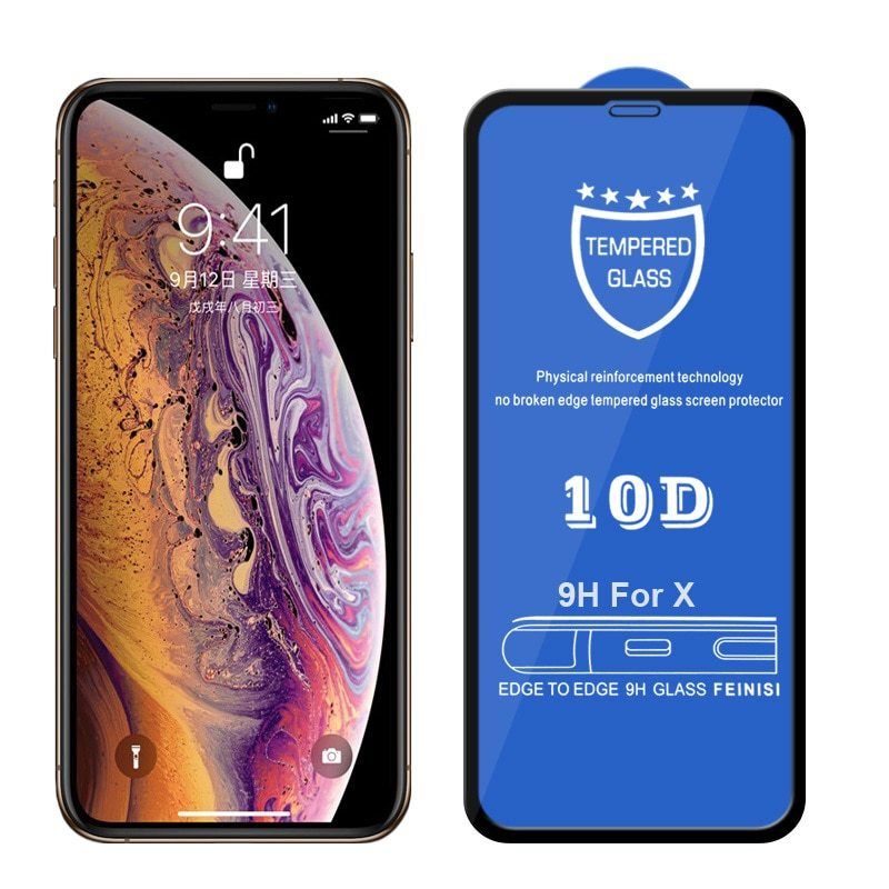 10D Tempered Glass for iPhone X XS & 11 Pro - 10 Pack